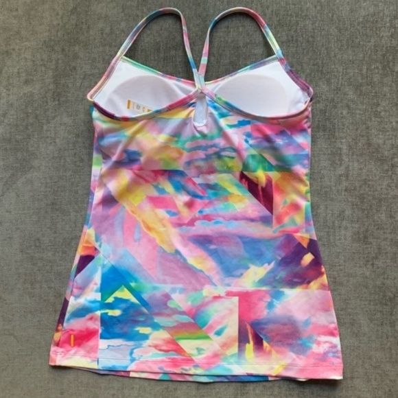 NWOT colorful yoga tank top +  coordinating capris Bright pastels, S - Picture 3 of 8